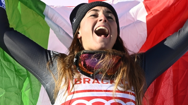 Sofia Goggia sul podio a St Moritz