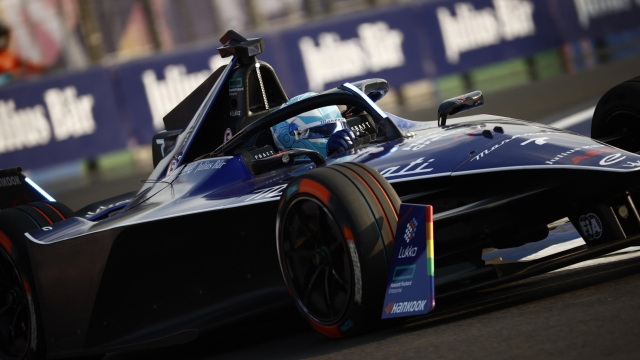epa10403982 German Maximilian Gunther of Maserati MSG Racing in action during the first free practice session of the 2023 Mexico CityE-Prix at Hermanos Rodriguez race track in Mexico City, Mexico, 13 January 2023.  EPA/Jose Mendez