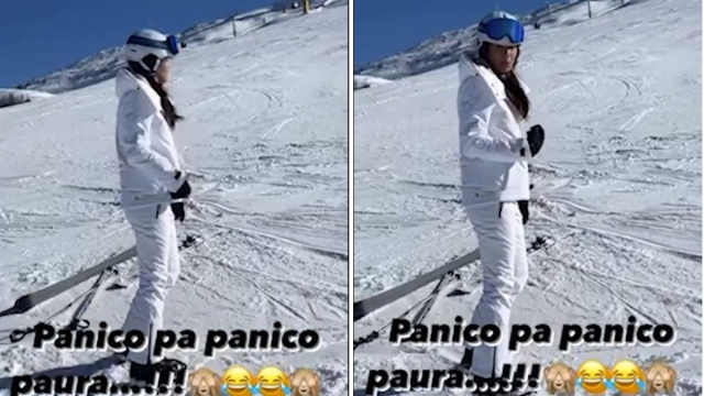 Federica Nargi panico sugli sci