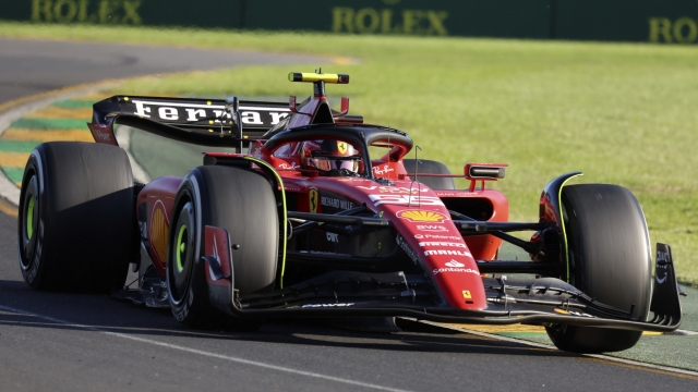 Ferrari driver Carlos Sainz of Spain races through a corner during the Australian Formula One Grand Prix at Albert Park in Melbourne, Sunday, April 2, 2023. (AP Photo/Asanka Brendon Ratnayake)