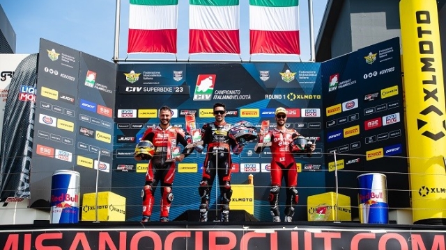 Il podio della gara Superbike del Cic von Pirro davanti a Vitali e Zanetti