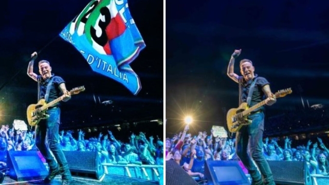 Bruce Springsteen con la bandiera del Napoli è un fake