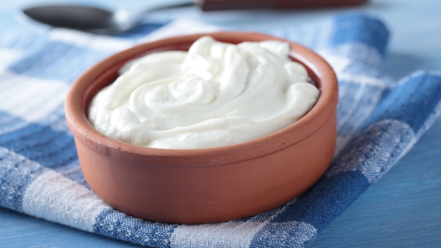 Greek yogurt in a pot