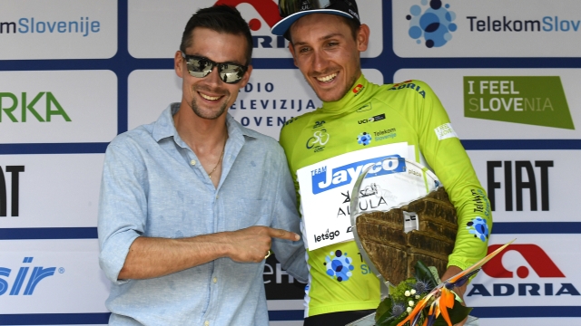 Tour of Slovenia 2023 - 29th Edition - 5th stage Vrhnika - Novo Mesto 142,6 km - 18/06/2023 - Filippo Zana (ITA - Team Jayco AlUla) - Primoz Roglic (SLO - Jumbo - Visma) - photo Tommaso Pelagalli/SprintCyclingAgency©2023