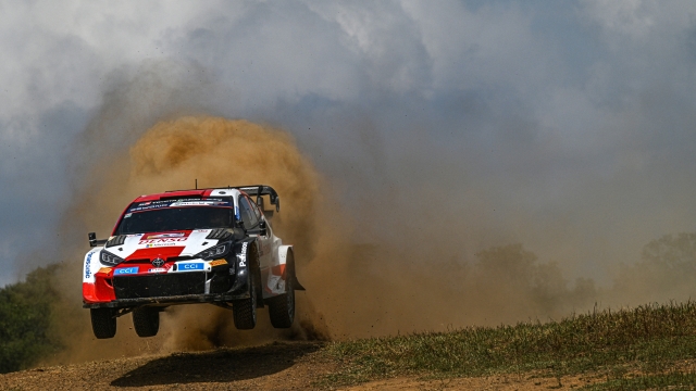 NAIVASHA, KENYA - JUNE 21: Sebastien Ogier of France and Vincent Landais of France compete with their Toyota Gazoo Racing WRT Toyota GR Yaris Rally1 #1 during the Shakedown of the FIA World Rally Championship Kenya on June 21, 2023 in Naivasha, Kenya. (Photo by Massimo Bettiol/Getty Images)