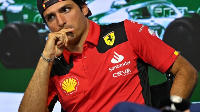 epa10526803 Spanish driver Carlos Sainz of Ferrari attends the drivers' press conference at the Jeddah Corniche Circuit, Saudi Arabia, 16 March 2023. The Formula One Grand Prix of Saudi Arabia will take place on 19 March.  EPA/STR