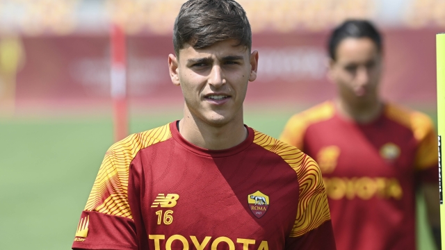 ROME, ITALY - MAY 12: AS Roma player Giacomo Faticanti during training session at Centro Sportivo Fulvio Bernardini on May 12, 2023 in Rome, Italy. (Photo by Luciano Rossi/AS Roma via Getty Images)