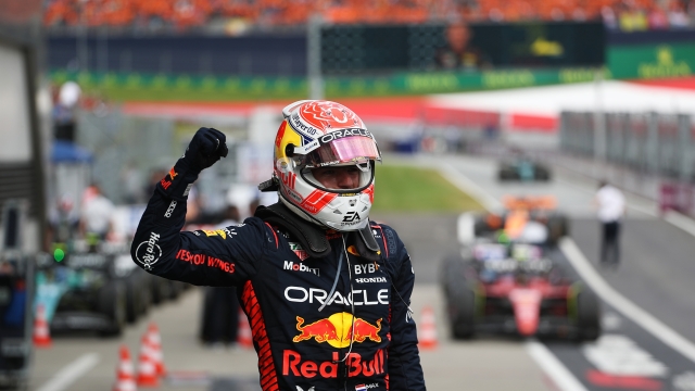 SPIELBERG, AUSTRIA - JULY 02: Race winner Max Verstappen of the Netherlands and Oracle Red Bull Racing celebrates in parc ferme during the F1 Grand Prix of Austria at Red Bull Ring on July 02, 2023 in Spielberg, Austria. (Photo by Peter Fox/Getty Images)