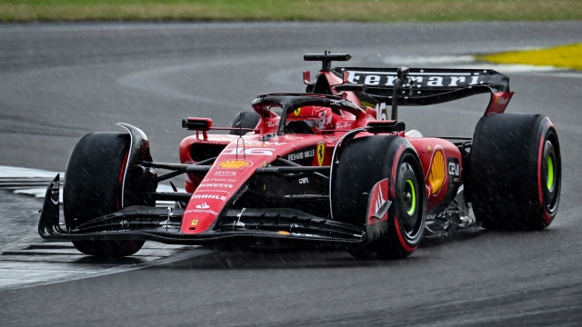 Ferrari's Monegasque driver Charles Leclerc drives during the third practice session ahead of the Formula One British Grand Prix at the Silverstone motor racing circuit in Silverstone, central England on July 8, 2023. (Photo by Ben Stansall / AFP)