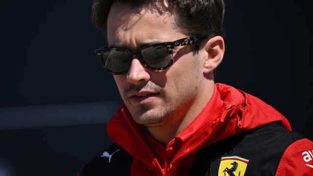 Ferrari's Monegasque driver Charles Leclerc arrives for the first practice session ahead of the Formula One British Grand Prix at the Silverstone motor racing circuit in Silverstone, central England on July 7, 2023. (Photo by ANDREJ ISAKOVIC / AFP)