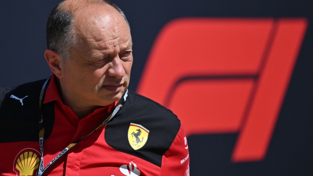 Ferrari's French team principal Frederic Vasseur walks in the paddock prior to the first practice session ahead of the Formula One British Grand Prix at the Silverstone motor racing circuit in Silverstone, central England on July 7, 2023. (Photo by ANDREJ ISAKOVIC / AFP)