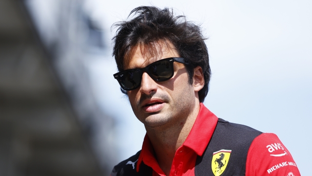 BUDAPEST, HUNGARY - JULY 20: Carlos Sainz of Spain and Ferrari arrives in the Paddock during previews ahead of the F1 Grand Prix of Hungary at Hungaroring on July 20, 2023 in Budapest, Hungary. (Photo by Francois Nel/Getty Images)