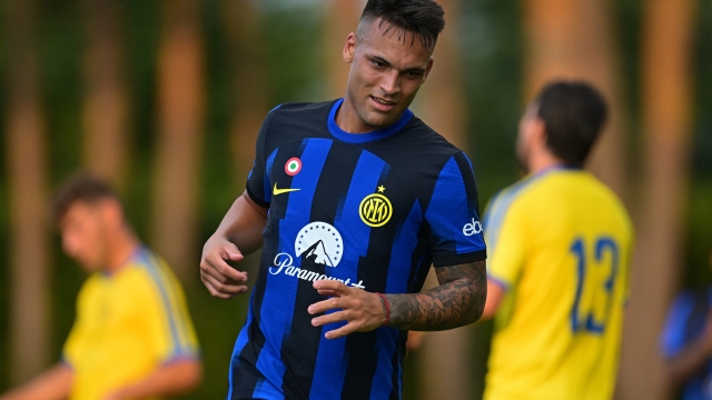 COMO, ITALY - JULY 21: Lautaro Martinez of FC Internazionale in action during the friendly match between FC Internazionale Milano and Pergolettese at Appiano Gentile on July 21, 2023 in Como, Italy. (Photo by Mattia Ozbot - Inter/Inter via Getty Images)