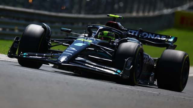 BUDAPEST, HUNGARY - JULY 22: Lewis Hamilton of Great Britain driving the (44) Mercedes AMG Petronas F1 Team W14 on track during final practice ahead of the F1 Grand Prix of Hungary at Hungaroring on July 22, 2023 in Budapest, Hungary. (Photo by Mark Thompson/Getty Images)