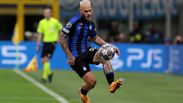 MILAN, ITALY - MAY 16: Federico Dimarco of Inter during the UEFA Champions League semi-final second leg match between FC Internazionale and AC Milan at Stadio Giuseppe Meazza on May 16, 2023 in Milan, Italy. (Photo by Emilio Andreoli - Inter/Inter via Getty Images)