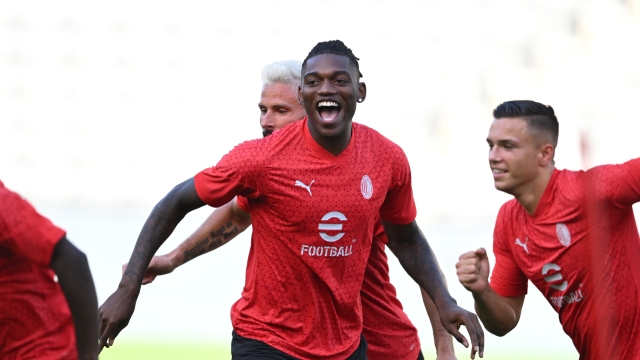 LOS ANGELES, CALIFORNIA - JULY 24: Rafael Leao of AC Milan reacts during AC Milan training session on July 24, 2023 in Los Angeles, California. (Photo by Claudio Villa/AC Milan via Getty Images)
