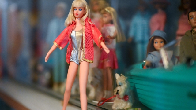 A photo shows the first Barbie doll with movable arms and legs at the "Barbie clinic" of collector Bettina Dorfmann in Duesseldorf, western Germany on July 25, 2023. With her collection of 18,000 Barbies, German Bettina Dorfmann was already in the Guinness Book of Records since 2017. But the release of the "Barbie" movie last week has given new impetus to her collection dolls, which she exhibits in museums. (Photo by Ina FASSBENDER / AFP)