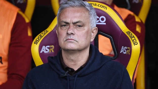 Roma's head coach Jose Mourinho on the bench during the Serie A soccer match between AS Roma and UC Sampdoria at the Olimpico stadium in Rome, Italy, 2 April 2023. ANSA/RICCARDO ANTIMIANI