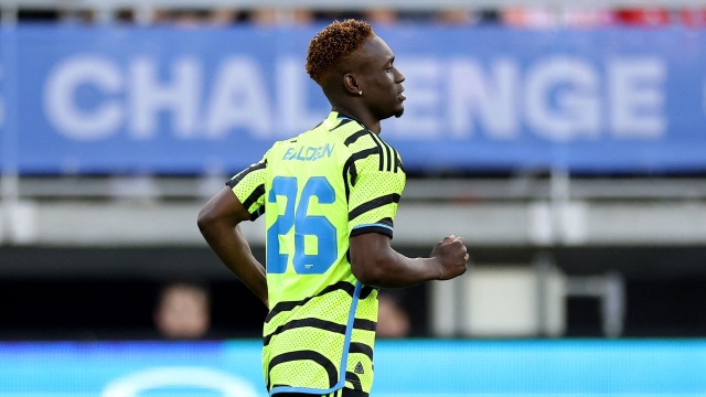 WASHINGTON, DC - JULY 18: Folarin Balogun #26 of Arsenal FC looks on during the MLS All-Star Skills Challenge between Arsenal FC and MLS All-Stars at Audi Field on July 18, 2023 in Washington, DC.   Tim Nwachukwu/Getty Images/AFP (Photo by Tim Nwachukwu / GETTY IMAGES NORTH AMERICA / Getty Images via AFP)