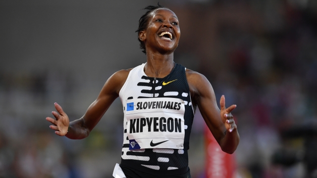 MONACO, MONACO - JULY 21: Faith Kipyegon of the Kenya competes and wins 1 Mile Women during Diamond League at Stade Louis II on July 21, 2023 in Monaco, Monaco. (Photo by Valerio Pennicino/Getty Images)