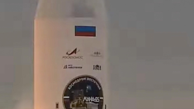 epa10794191 A handout still image taken from a video made available by the Roscosmos State Space Corporation shows the Soyuz-2.1b rocket with the moon lander Luna 25 (Moon) automatic station as it takes off from a launch pad at the Vostochny Cosmodrome, outside the city of Tsiolkovsky, some 180 km north of Blagoveschensk, in the far eastern Amur region, Russia, 11 August 2023. The Soyuz rocket with the first lunar spacecraft in the history of modern Russia was launched from the Vostochny Cosmodrome. Luna-25 will be the first station in the world to land in the near-polar zone of the Moon, on difficult terrain.  EPA/ROSCOSMOS STATE SPACE CORPORATION/HANDOUT HANDOUT EDITORIAL USE ONLY/NO SALES HANDOUT EDITORIAL USE ONLY/NO SALES