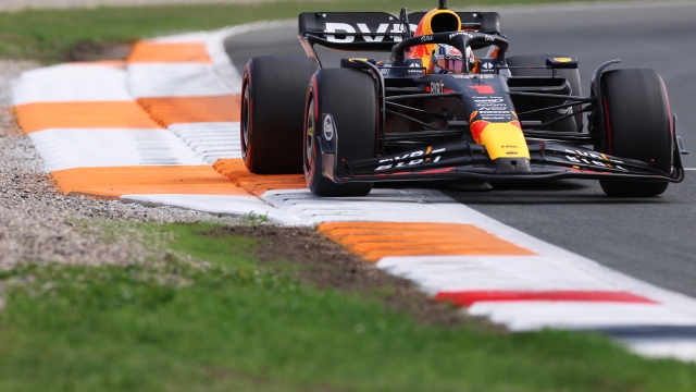 ZANDVOORT, NETHERLANDS - AUGUST 25: Max Verstappen of the Netherlands driving the (1) Oracle Red Bull Racing RB19 on track during practice ahead of the F1 Grand Prix of The Netherlands at Circuit Zandvoort on August 25, 2023 in Zandvoort, Netherlands. (Photo by Dean Mouhtaropoulos/Getty Images)