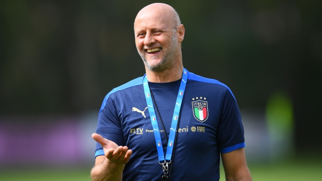 SANTA MARGHERITA DI PULA, ITALY - MAY 27: Assistant coach Italy Attilio Lombardo looks on during a Italy training session at Forte Village Resort on May 27, 2021 in Santa Margherita di Pula, Italy. (Photo by Claudio Villa/Getty Images)