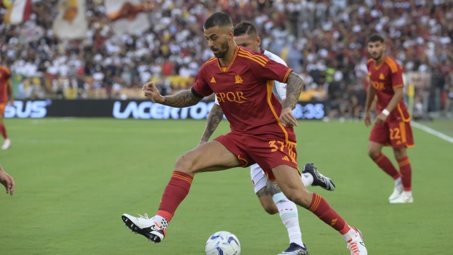 ROME, ITALY - AUGUST 20: AS Roma player Leonardo Spinazzola during the Serie A TIM match between AS Roma and US Salernitana at Stadio Olimpico on August 20, 2023 in Rome, Italy. (Photo by Luciano Rossi/AS Roma via Getty Images)