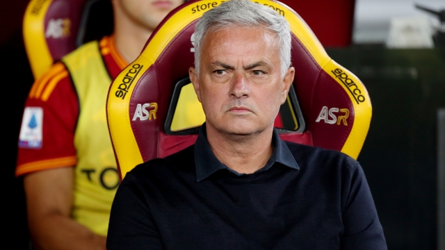 ROME, ITALY - SEPTEMBER 01: Jose Mourinho, Head Coach of AS Roma, looks on prior to the Serie A TIM match between AS Roma and AC Milan at Stadio Olimpico on September 01, 2023 in Rome, Italy. (Photo by Paolo Bruno/Getty Images)