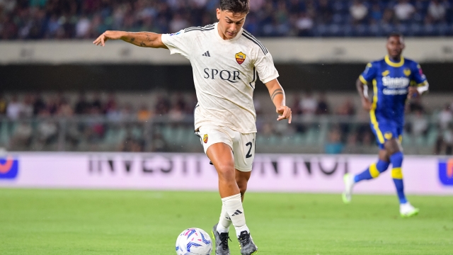 VERONA, ITALY - AUGUST 26: Paulo Dybala of AS Roma in action during the Serie A TIM match between Hellas Verona FC and AS Roma at Stadio Marcantonio Bentegodi on August 26, 2023 in Verona, Italy. (Photo by Fabio Rossi/AS Roma via Getty Images)
