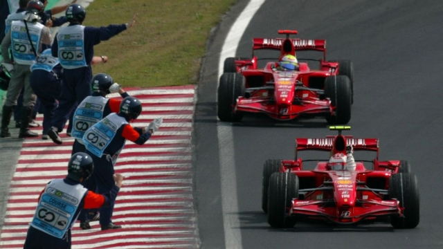 Race, Kimi Raikkonen(fin),Scuderia Ferrari F2007 race winner and Felipe Massa(bra),Scuderia Ferrari F2007 2nd position