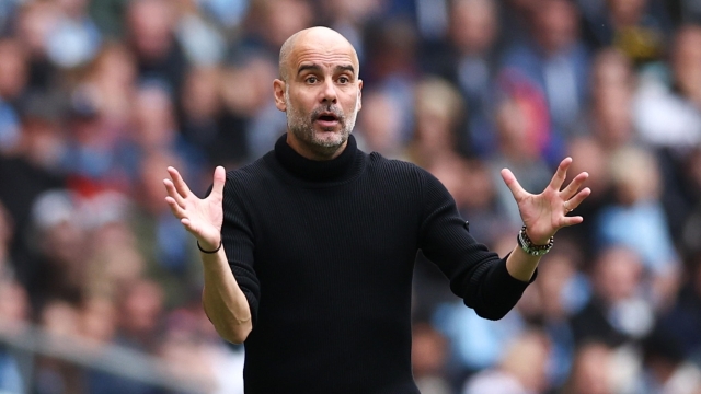 epa10879119 Manchester City manager Pep Guardiola during the English Premier League soccer match between Manchester City and Nottingham Forest in Manchester, Britain, 23 September 2023.  EPA/ADAM VAUGHAN EDITORIAL USE ONLY. No use with unauthorized audio, video, data, fixture lists, club/league logos or 'live' services. Online in-match use limited to 120 images, no video emulation. No use in betting, games or single club/league/player publications.