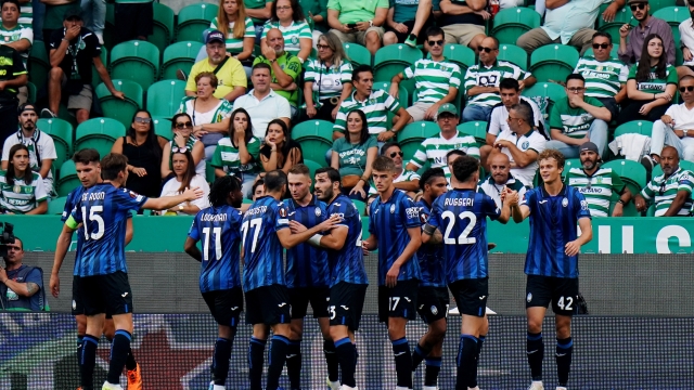 LISBON, PORTUGAL - OCTOBER 05: Giorgio Scalvini of Atalanta BC celebrates with teammates after scoring the team's first goal during the UEFA Europa League match between Sporting CP and Atalanta BC at Estadio Jose Alvalade on October 05, 2023 in Lisbon, Portugal. (Photo by Gualter Fatia/Getty Images)