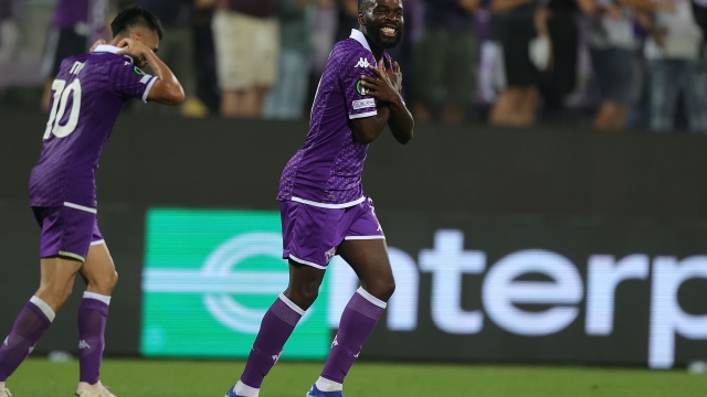 FLORENCE, ITALY - OCTOBER 5: Nanitamo Jonathan Ikoné of ACF Fiorentina celebrates after scoring a goal during the UEFA Europa Conference League match between ACF Fiorentina and Ferencvarosi TC at Stadio Artemio Franchi on October 5, 2023 in Florence, Italy. (Photo by Gabriele Maltinti/Getty Images)