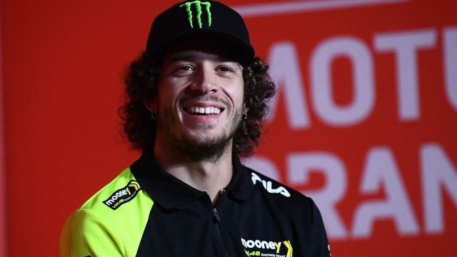 Mooney VR46 Racing Team rider Marco Bezzecchi of Italy speaks during the pre-event press conference for October 1 MotoGP Japanese Grand Prix at the Mobility Resort Motegi in Motegi, Tochigi prefecture on September 28, 2023. (Photo by Toshifumi KITAMURA / AFP)