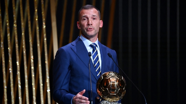 Ukrainian former football player Andriy Shevchenko attends during the 2022 Ballon d'Or France Football award ceremony at the Theatre du Chatelet in Paris on October 17, 2022. (Photo by FRANCK FIFE / AFP)