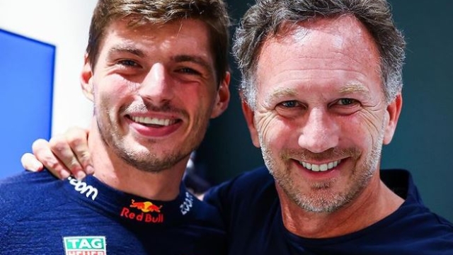 Max Verstappen (a sin.) e Christian Horner: due dei perni della Red Bull