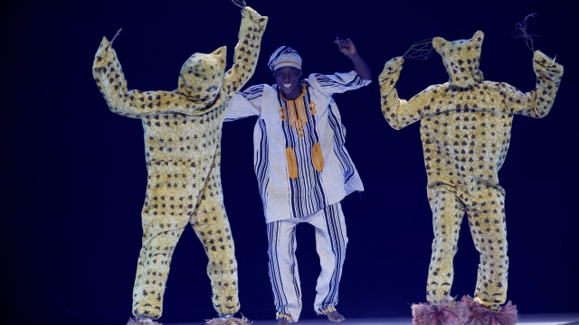 Dancers perform during the Africa Cup of Nations (CAN) 2024 official draw at Parc des Expositions in Abidjan, southeastern Ivory Coast, on October 12, 2023. (Photo by WIKUS DE WET / AFP)