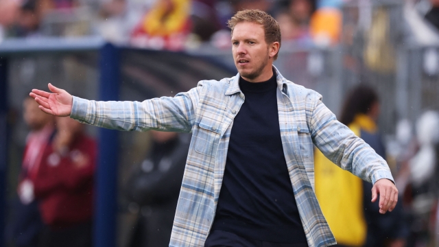 EAST HARTFORD, CONNECTICUT - OCTOBER 14: Julian Nagelsmann, Manager of Germany, reacts during the international friendly match between Germany and United States at Pratt & Whitney Stadium on October 14, 2023 in East Hartford, Connecticut.   Alex Grimm/Getty Images/AFP (Photo by ALEX GRIMM / GETTY IMAGES NORTH AMERICA / Getty Images via AFP)