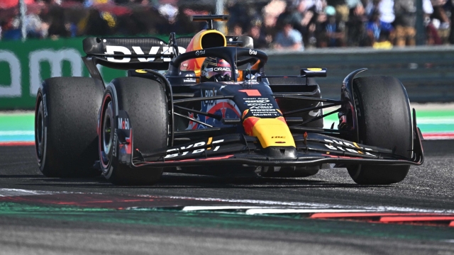 Red Bull Racing's Dutch driver Max Verstappen races during the 2023 United States Formula One Grand Prix at the Circuit of the Americas in Austin, Texas, on October 22, 2023. (Photo by Chandan Khanna / AFP)