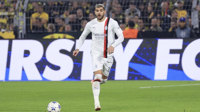 DORTMUND, GERMANY - OCTOBER 04: Theo Hernandez of AC Milan in action during the UEFA Champions League match between Borussia Dortmund and AC Milan at Signal Iduna Park on October 04, 2023 in Dortmund, Germany. (Photo by Giuseppe Cottini/AC Milan via Getty Images )