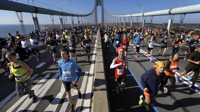 epa07969913 Thousands of runners cross the Verrazzano-Narrows Bridge during the 2019 TCS New York City Marathon in New York, New York, USA, 03 November 2019. in New York, USA, 03 November 2019.  EPA/PETER FOLEY