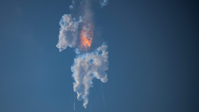 (FILES) This photograph taken on April 20, 2023 shows the SpaceX Starship explodes after launch for a flight test from Starbase in Boca Chica, Texas. The US aviation regulator, the FAA, gave the green light to SpaceX for Elon Musk's aerospace company to attempt for a second time to launch on November 17, 2023, its Starship rocket, the most powerful ever built, after an explosion spectacular in April. (Photo by Patrick T. Fallon / AFP)
