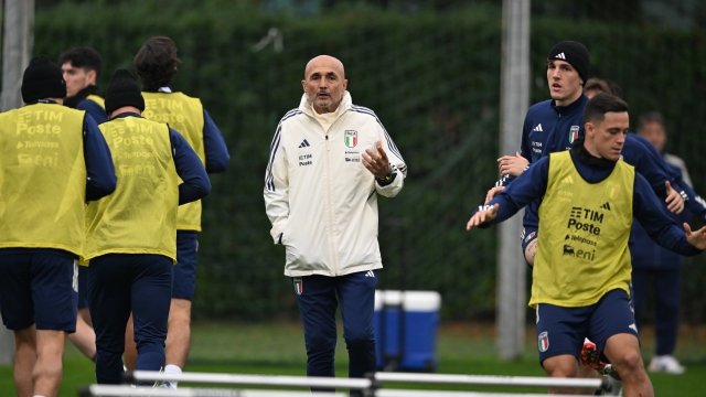 FLORENCE, ITALY - NOVEMBER 13:  Head coach of Italy Luciano Spalletti reacts during the training session at Centro Tecnico Federale di Coverciano on November 13, 2023 in Florence, Italy. (Photo by Claudio Villa/Getty Images)