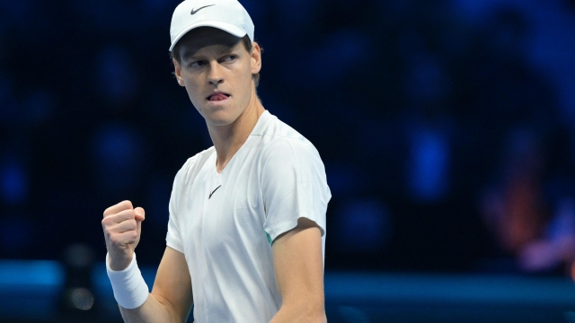 Jannik Sinner of Italy during the match against Holger Rune of Denmark at the Nitto ATP Finals tennis tournament in Turin, Italy, 16 November 2023. ANSA/ALESSANDRO DI MARCO