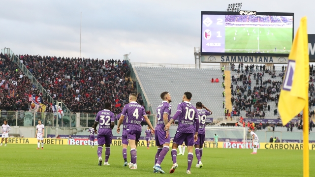 FLORENCE, ITALY - NOVEMBER 12: Nicolás Iván González of ACF Fiorentina celebrates after scoring a goal during the Serie A TIM match between ACF Fiorentina and Bologna FC at Stadio Artemio Franchi on November 12, 2023 in Florence, Italy. (Photo by Gabriele Maltinti/Getty Images)
