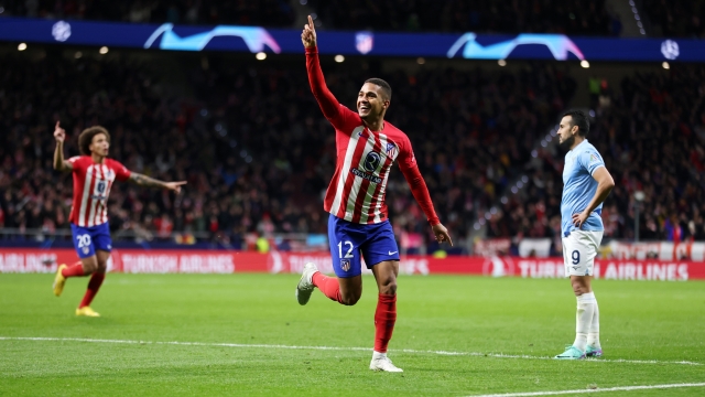 MADRID, SPAIN - DECEMBER 13: Samuel Lino of Atletico Madrid celebrates after scoring their team's second goal during the UEFA Champions League match between Atletico Madrid and SS Lazio at Civitas Metropolitano Stadium on December 13, 2023 in Madrid, Spain. (Photo by Florencia Tan Jun/Getty Images)