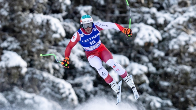 Vincent Kriechmayr of Austria in action during the Men's Downhill race at the FIS Alpine Skiing World Cup in Val Gardena, Italy, 14 December 2023. ANSA/ANDREA SOLERO