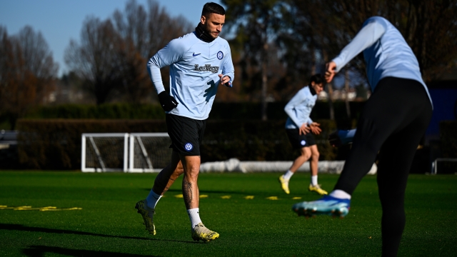 COMO, ITALY - DECEMBER 16: Marko Arnautovic of FC Internazionale in action during the FC Internazionale training session at the club's training ground Suning Training Center at Appiano Gentile on December 16, 2023 in Como, Italy. (Photo by Mattia Ozbot - Inter/Inter via Getty Images)