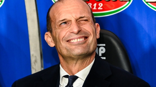 GENOA, ITALY - DECEMBER 15: Massimiliano Allegri, head coach of Juventus, winks prior to kick-off in the Serie A TIM match between Genoa CFC and Juventus at Stadio Luigi Ferraris on December 15, 2023 in Genoa, Italy. (Photo by Simone Arveda/Getty Images)